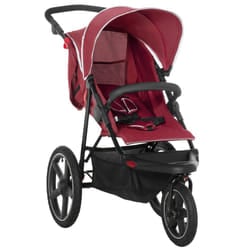 HOMCOM Foldable Three-Wheeler Baby Stroller w/ Sun Canopy, Storage - Red