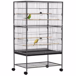 PawHut Large Bird Cage Budgie Cage for Finch Canaries Parrot with Stand Grey - Additional view 8