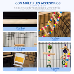 PawHut Bird Cage for Budgies, Finches, Canaries w/ Accessories, Toys, Tray - Additional view 4