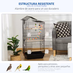PawHut Bird Cage for Budgies, Finches, Canaries w/ Accessories, Toys, Tray - Additional view 6
