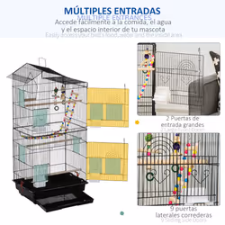 PawHut Bird Cage for Budgies, Finches, Canaries w/ Accessories, Toys, Tray - Additional view 7
