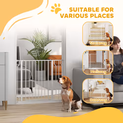PawHut Dog Gate Wide Stair Gate w/ Door Pressure Fit, 75-95W cm, White - Additional view 6