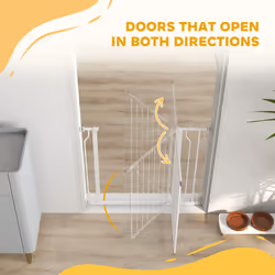 PawHut Dog Gate Wide Stair Gate w/ Door Pressure Fit, 75-95W cm, White - Additional view 7