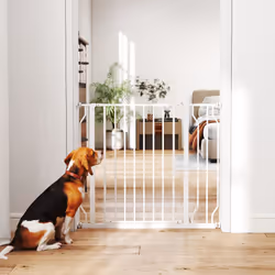 PawHut Dog Gate Wide Stair Gate w/ Door Pressure Fit, 75-95W cm, White - Additional view 8