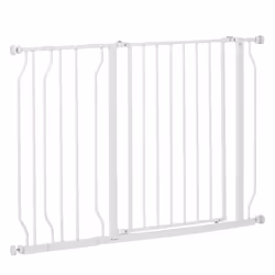 PawHut Dog Gate Wide Stair Gate w/ Door Pressure Fit, 75-115W cm, White - Additional view 8