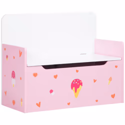 ZONEKIZ  2 in 1 Wooden Kids Storage Bench, Toy Box w/ Safety Rod - Pink