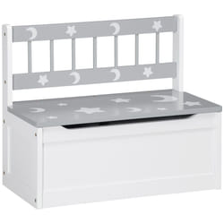 ZONEKIZ Two-In-One Wooden Kids Storage Bench, Toy Box w/ Safety Rod - Grey