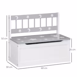 ZONEKIZ Two-In-One Wooden Kids Storage Bench, Toy Box w/ Safety Rod - Grey