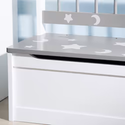 ZONEKIZ Two-In-One Wooden Kids Storage Bench, Toy Box w/ Safety Rod - Grey - Additional view 8