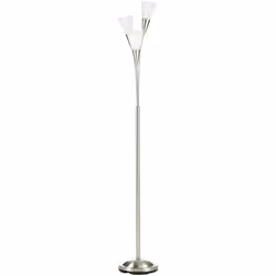 HOMCOM Modern Upright Floor Lamp with 3 Light, Steel Base Living Room