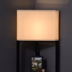 HOMCOM Corner Modern Floor Lamp with Shelves for Living Room, Black - Additional view 7