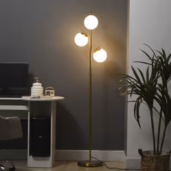 HOMCOM Modern Tree Floor Lamp with 3 Light, Living Room Bedroom, Gold