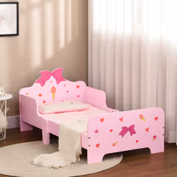 ZONEKIZ Kids Toddler Bed w/ Cute Patterns, Safety Rails - Pink - Additional view 8