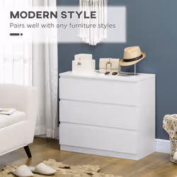 HOMCOM Chest of Drawers, 3 Drawer Storage Cabinet Unit for Bedroom, White