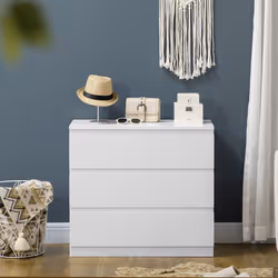 HOMCOM Chest of Drawers, 3 Drawer Storage Cabinet Unit for Bedroom, White - Additional view 5