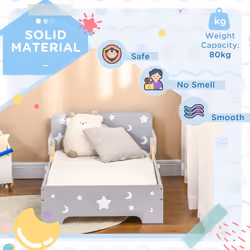 ZONEKIZ Toddler bed w/ Star and Moon Patterns, for Ages 3-6 Years - Grey - Additional view 4