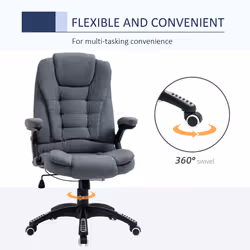 Vinsetto High Back Home Office Chair Swivel Linen Fabric Desk Chair, Dark Grey - Additional view 6