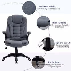 Vinsetto High Back Home Office Chair Swivel Linen Fabric Desk Chair, Dark Grey - Additional view 7