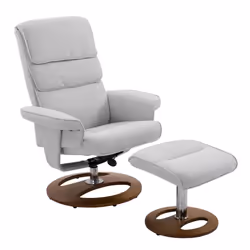 HOMCOM Recliner Chair Ottoman Set 360 Swivel Sofa Wood Base Grey