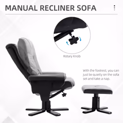 HOMCOM Recliner Armchair Footstool Duo Vintage Wood Base Home Micro Fiber Grey - Additional view 5