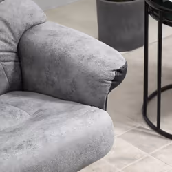 HOMCOM Recliner Armchair Footstool Duo Vintage Wood Base Home Micro Fiber Grey - Additional view 8