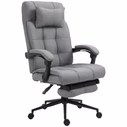 Vinsetto Office Chair Adjustable Height w/ Wheels Footrest Light Grey