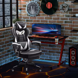 Vinsetto Gaming Chair Ergonomic Reclining Manual Footrest Wheels Stylish White