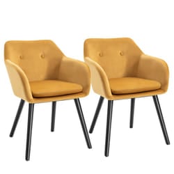 HOMCOM Modern Upholstered Fabric Bucket Seat Dining Armchairs Set of 2 Yellow