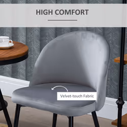 HOMCOM Modern Upholstered Fabric Bucket Seat Dining Chairs Set of 2 Grey - Additional view 4