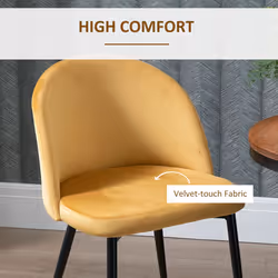 HOMCOM Modern Upholstered Fabric Bucket Seat Dining Chairs Set of 2 Yellow