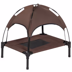 PawHut 61 cm Elevated Dog Bed Cooling Raised Pet Cot UV Protection Canopy Brown - Additional view 8