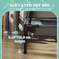 PawHut 122cm Elevated Dog Bed Cooling Raised Pet Cot UV Protection Canopy Grey - Additional view 5