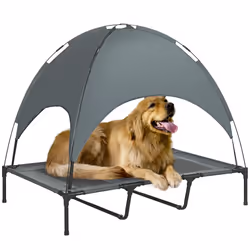 PawHut 122cm Elevated Dog Bed Cooling Raised Pet Cot UV Protection Canopy Grey - Additional view 8