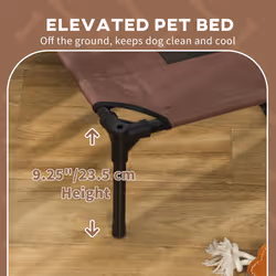 PawHut 122cm Elevated Dog Bed Cooling Raised Pet Cot UV Protection Canopy Brown - Additional view 4