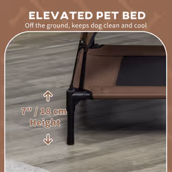 PawHut 92cm Elevated Dog Bed Cooling Raised Pet Cot UV Protection Canopy Brown - Additional view 5