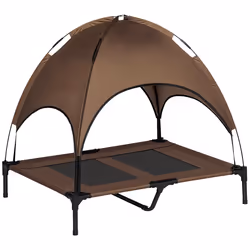 PawHut 92cm Elevated Dog Bed Cooling Raised Pet Cot UV Protection Canopy Brown - Additional view 8