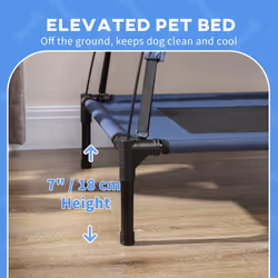 PawHut 61cm Elevated Dog Bed Cooling Raised Pet Cot UV Protection Canopy Blue - Additional view 5