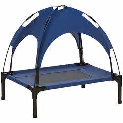 PawHut 61cm Elevated Dog Bed Cooling Raised Pet Cot UV Protection Canopy Blue - Additional view 8