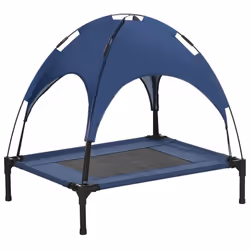 PawHut 76cm Elevated Dog Bed Cooling Raised Pet Cot UV Protection Canopy Blue - Additional view 8