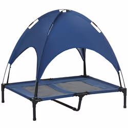 PawHut 92cm Elevated Dog Bed Cooling Raised Pet Cot UV Protection Canopy Blue - Additional view 8