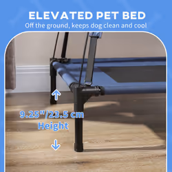 PawHut 122cm Elevated Dog Bed Cooling Raised Pet Cot UV Protection Canopy Blue - Additional view 5