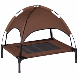 PawHut 76cm Elevated Dog Bed Cooling Raised Pet Cot UV Protection Canopy Brown - Additional view 8