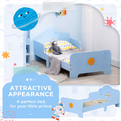 ZONEKIZ Toddler Bed w/ Space-themed Patterns, for Boy, Girls, Ages 3-6 Years