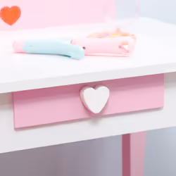 ZONEKIZ Kids Vanity Set w/ Mirror, Drawer, Cute Patterns, for Girls - Pink - Additional view 6