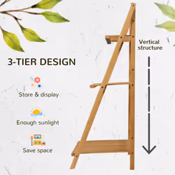 Outsunny 3-Tier Folding Bamboo Plant Stand Display Rack for Indoor & Outdoor