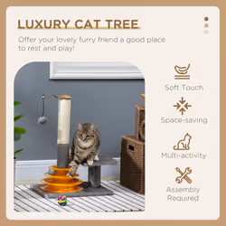 PawHut 56cm Cat Tree for Indoor Cats, Scratching Post w/ Cat Toys - Grey - Additional view 10