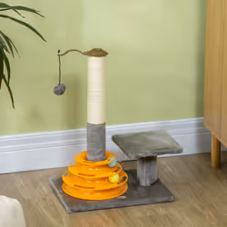 PawHut 56cm Cat Tree for Indoor Cats, Scratching Post w/ Cat Toys - Grey - Additional view 5