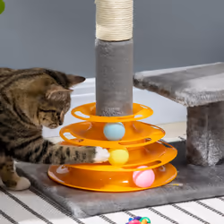 PawHut 56cm Cat Tree for Indoor Cats, Scratching Post w/ Cat Toys - Grey - Additional view 6