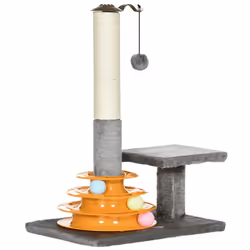 PawHut 56cm Cat Tree for Indoor Cats, Scratching Post w/ Cat Toys - Grey - Additional view 8