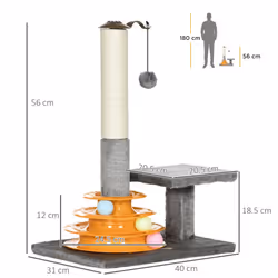 PawHut 56cm Cat Tree for Indoor Cats, Scratching Post w/ Cat Toys - Grey - Additional view 9